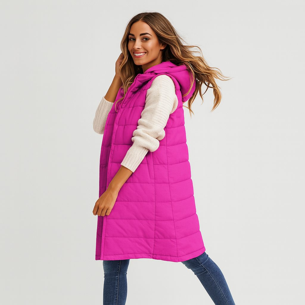 Lynnbrook | Hooded Sleeveless Coat with Button Front