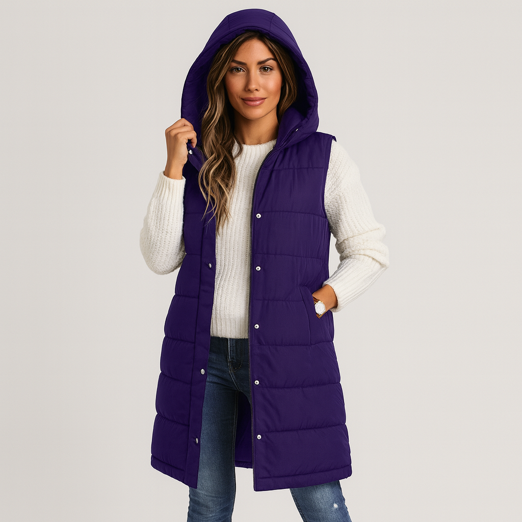 Lynnbrook | Hooded Sleeveless Coat with Button Front