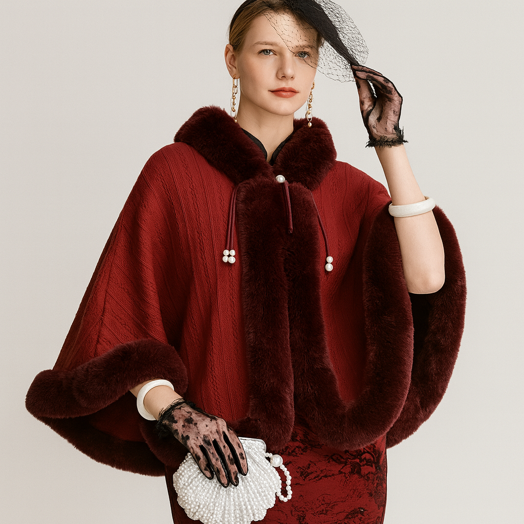 Marcelline | Pearl-Embellished Winter Quaste Cape