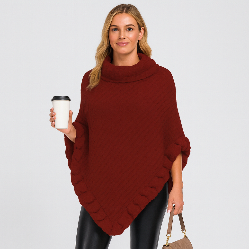 Maribeth | Cardigan with Faux Fur Trim and Asymmetric Hem