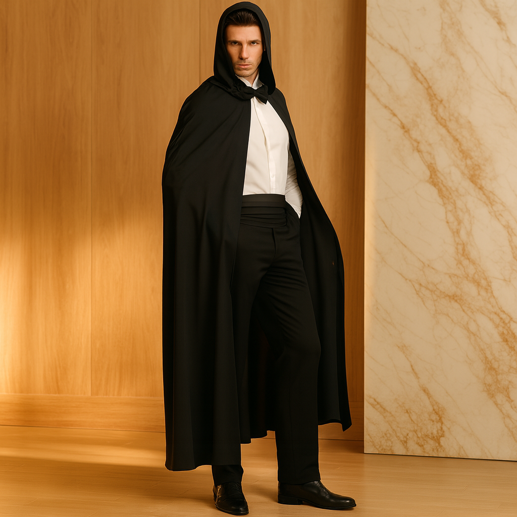 NightShade Halloween Cape – Black Polyester Costume with Hood