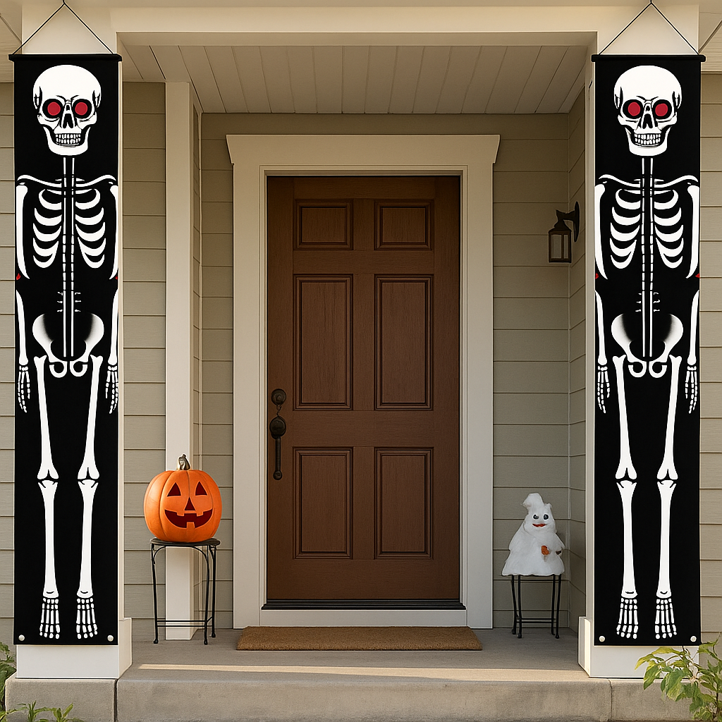 NightShade Halloween Door Banner – 2-piece Double-sided Skeleton Soldiers made of Polyester