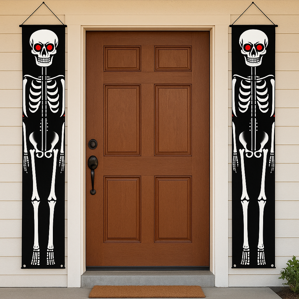 NightShade Halloween Door Banner – 2-piece Double-sided Skeleton Soldiers made of Polyester