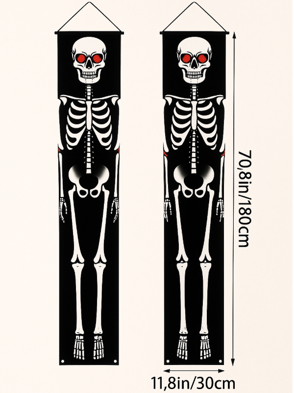 NightShade Halloween Door Banner – 2-piece Double-sided Skeleton Soldiers made of Polyester