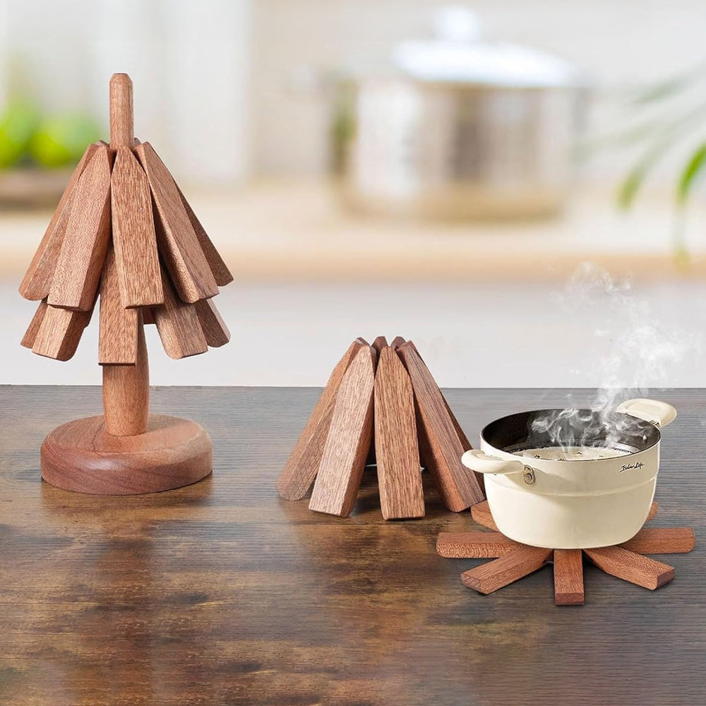 NordicWood Handmade Wooden Coaster and Mat Set