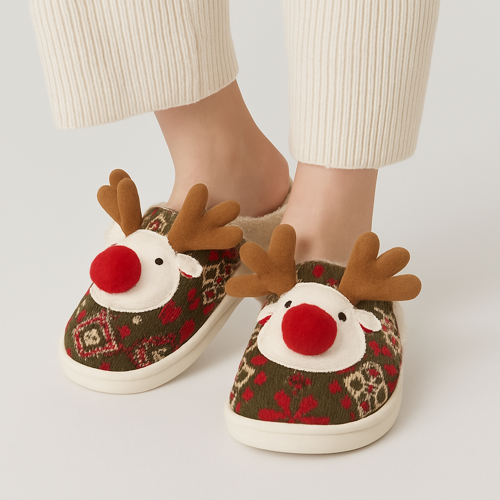Nordora | Winter House Shoes with Deer Motif