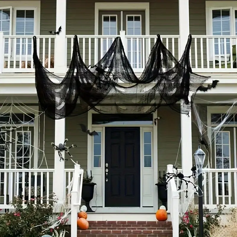 PhantomWeb Halloween Spider Web – Black Polyester for Indoor & Outdoor