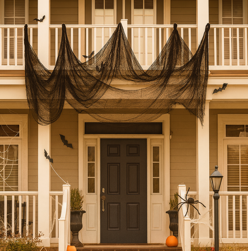 PhantomWeb Halloween Spider Web β Black Polyester for Indoor & Outdoor