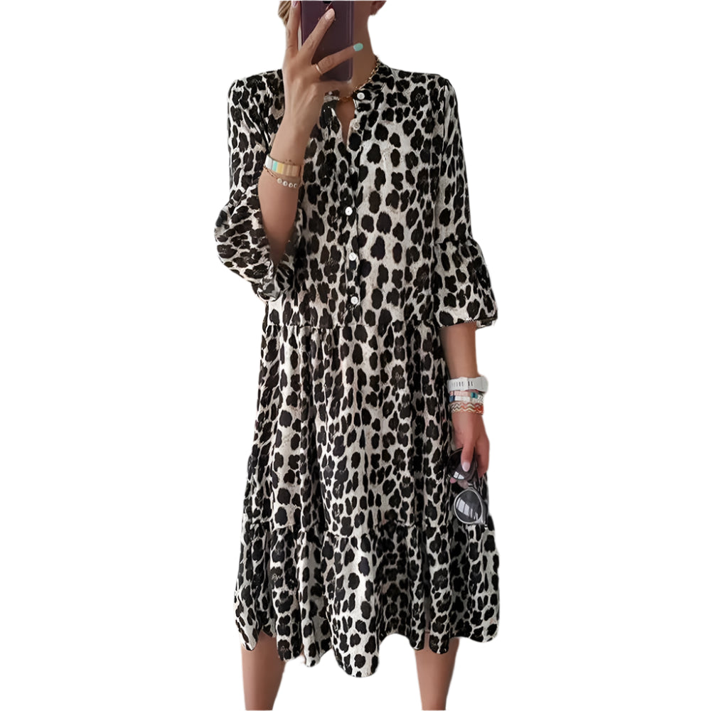 Rhea | Ibiza Fashion Stylish Ladies Dress with Leopard Print