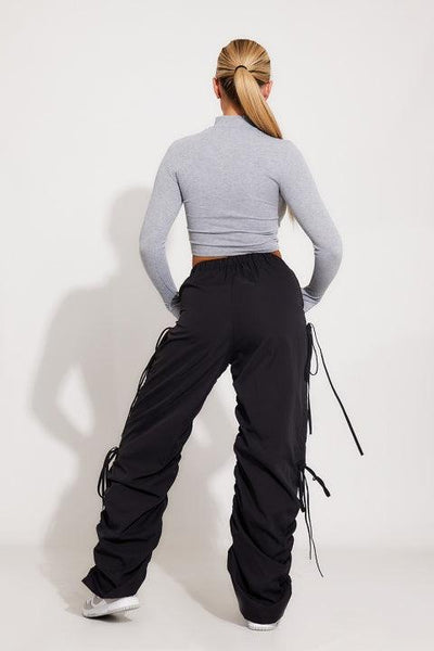 Sofia - Knee Cut-Out Multiple Pockets and Drawstring Waist Cargo Pants