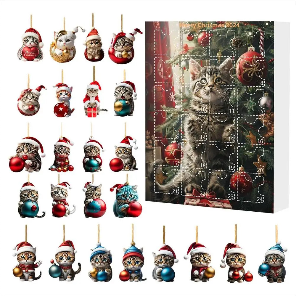 Advent Calendar with Christmas Tree Decor 2025 Cute Animal Comic