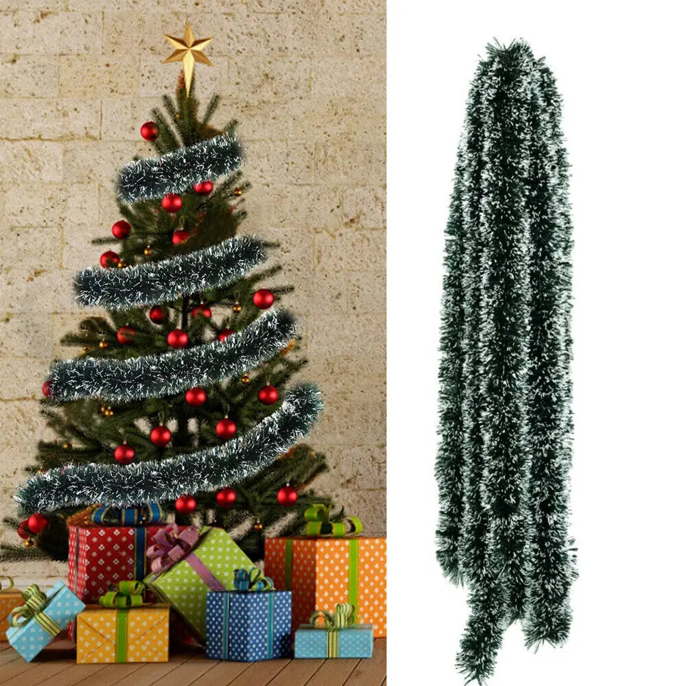 Thick Lametta Garland with Snow Tops