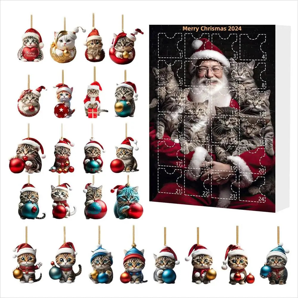 Advent Calendar with Christmas Tree Decor 2025 Cute Animal Comic