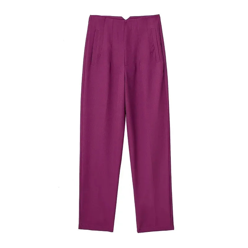 Sara - High-waisted Slim-Fit Formal Pants