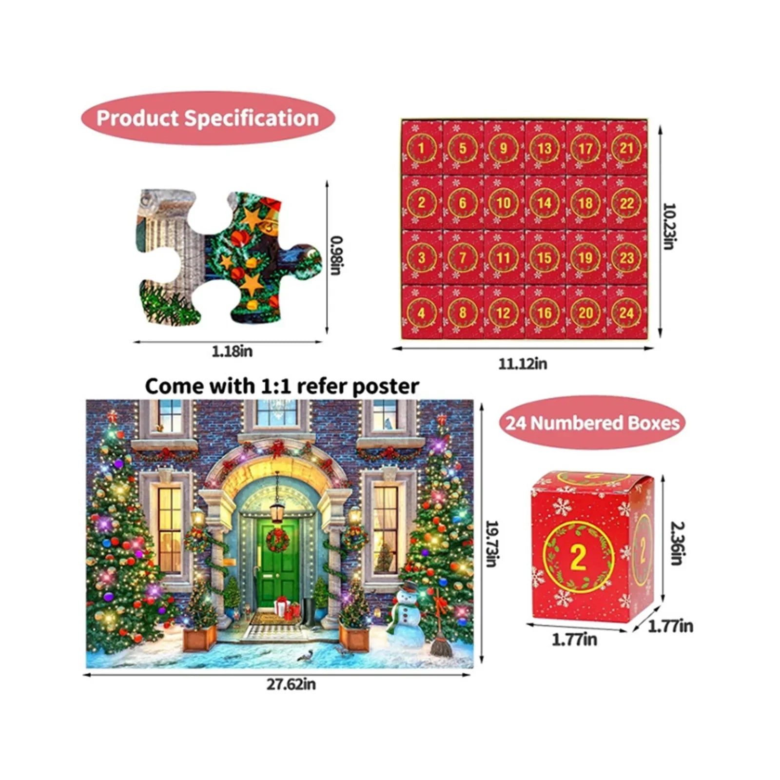 Advent Calendar with Christmas Puzzle – 24 Days Countdown Fun