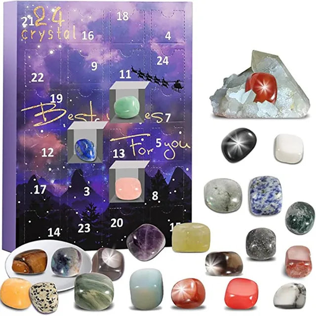 24-Day Christmas Advent Calendar Gift Box Natural Stone Collection