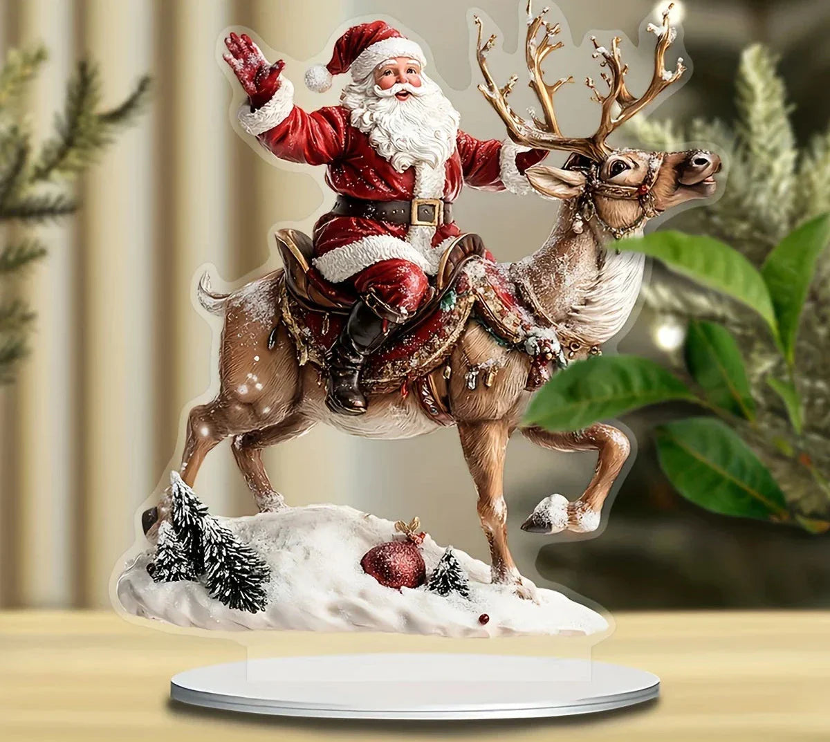 Santa Claus with Reindeer Figurine