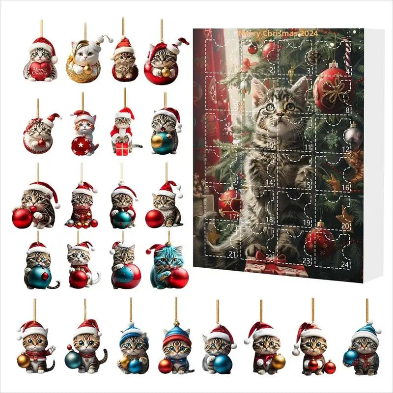 Advent Calendar with Christmas Tree Decor 2025 Cute Animal Comic