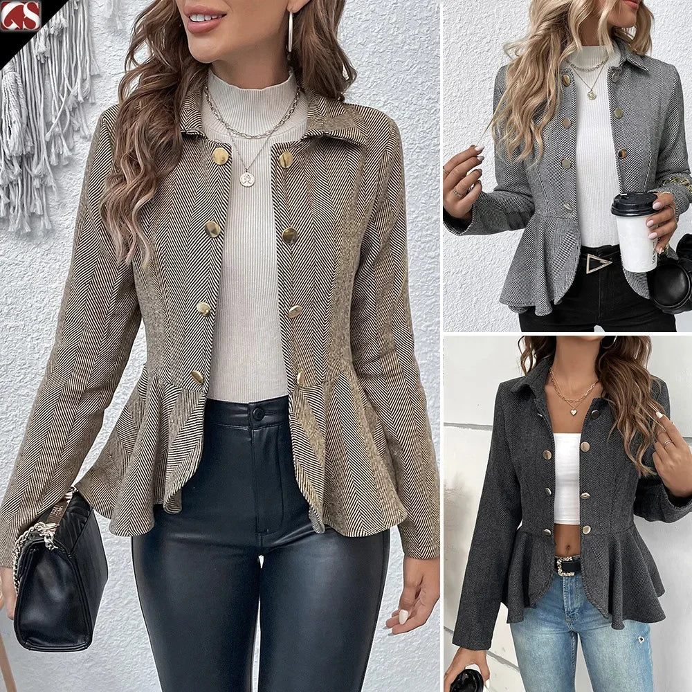 Molly - Office Blazer with Ruffled Trim