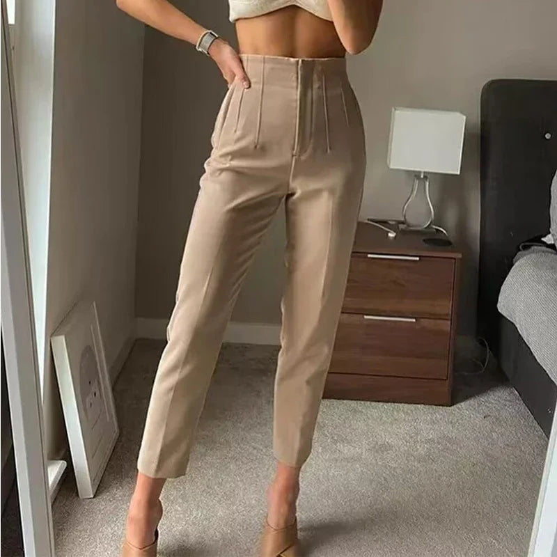 Sara - High-waisted Slim-Fit Formal Pants