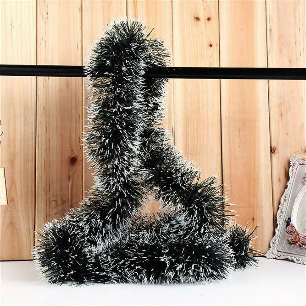 Thick Lametta Garland with Snow Tops