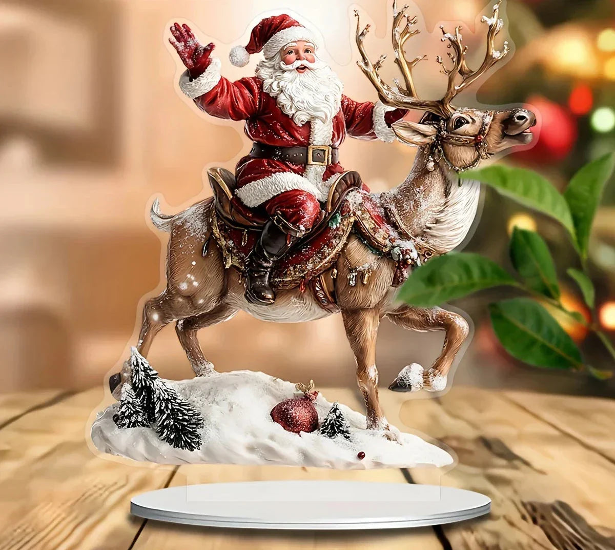 Santa Claus with Reindeer Figurine