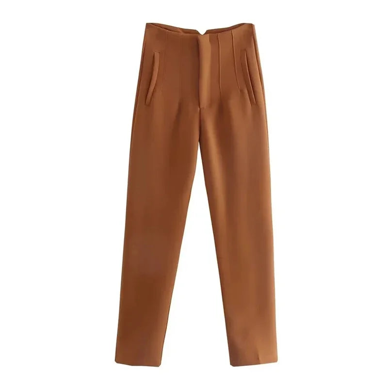 Sara - High-waisted Slim-Fit Formal Pants