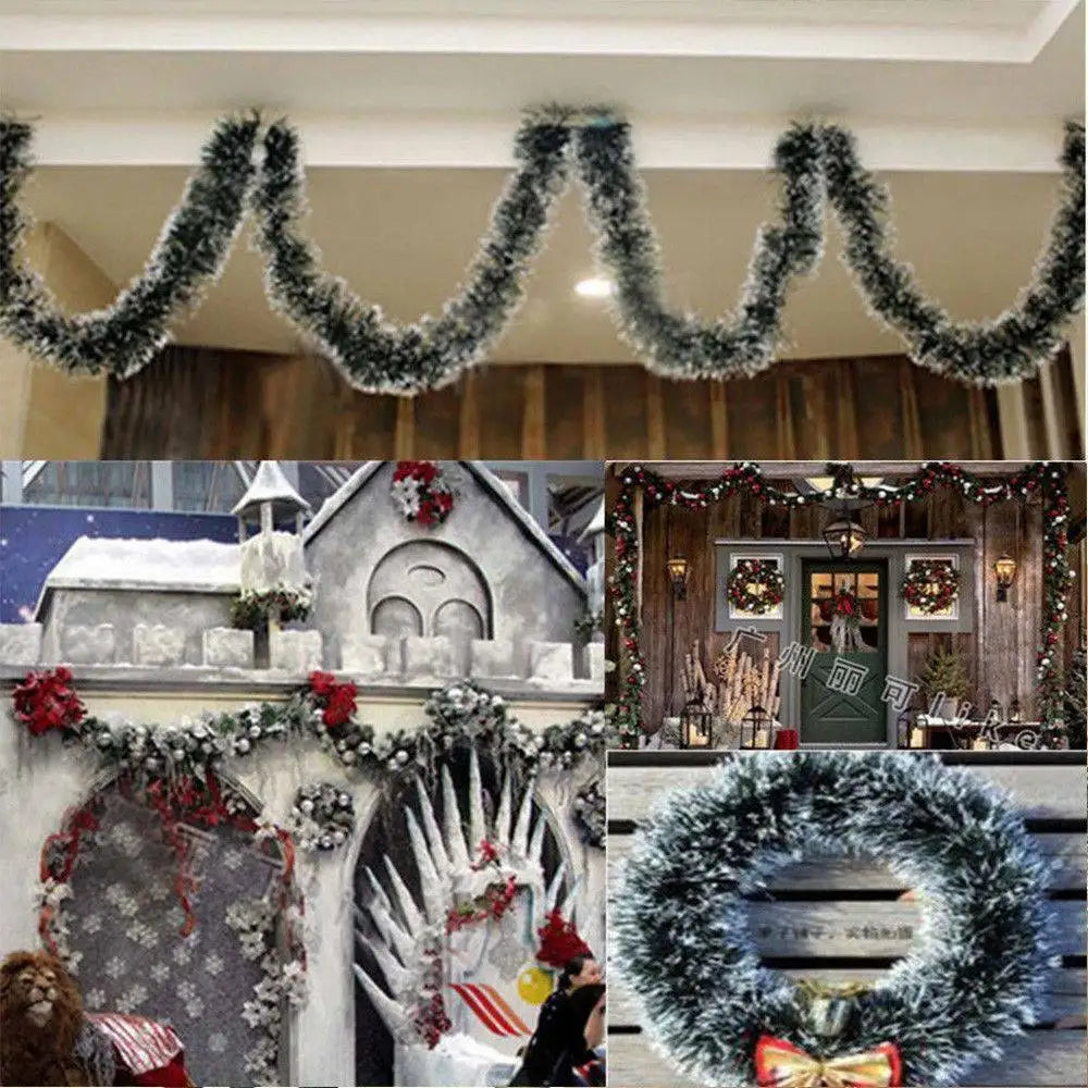 Thick Lametta Garland with Snow Tops