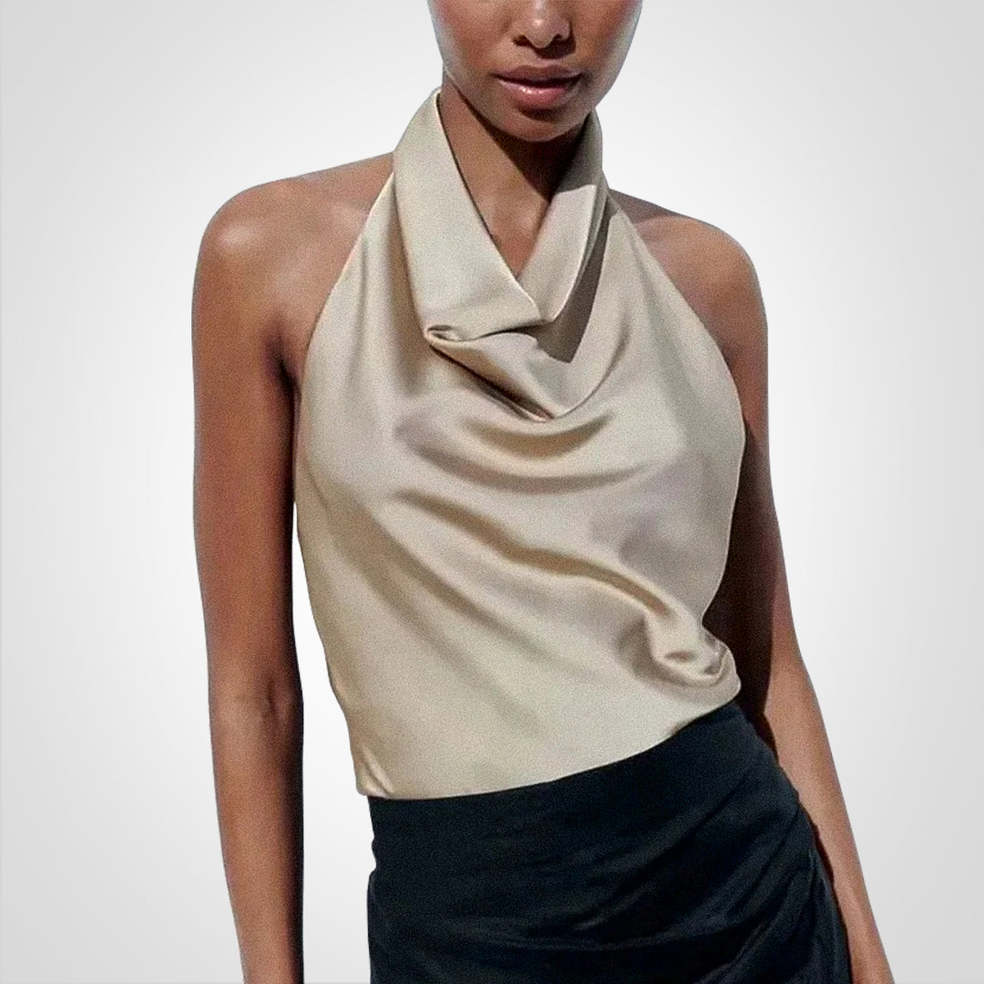 SatinGlam | Satin Crop Top with Halter Neck