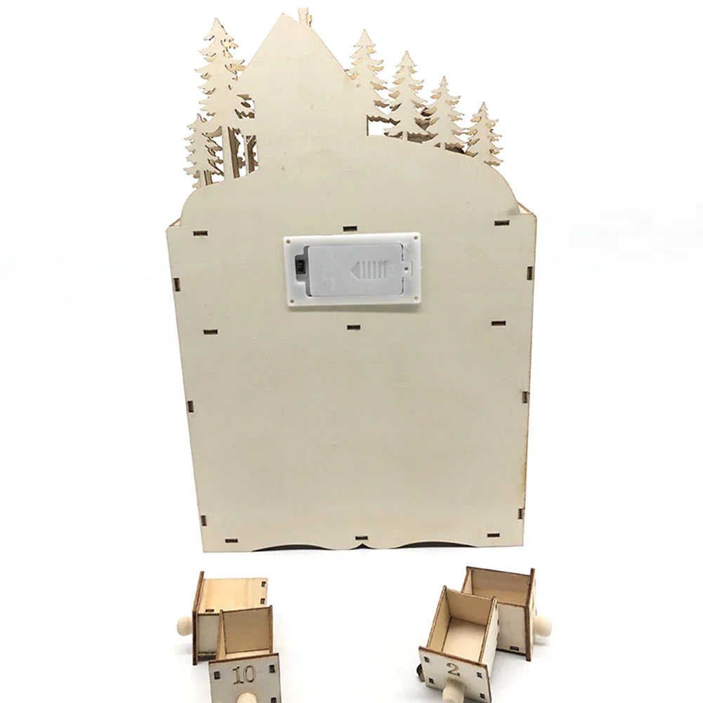 1 Piece Wooden Christmas Advent Calendar Reindeer Village