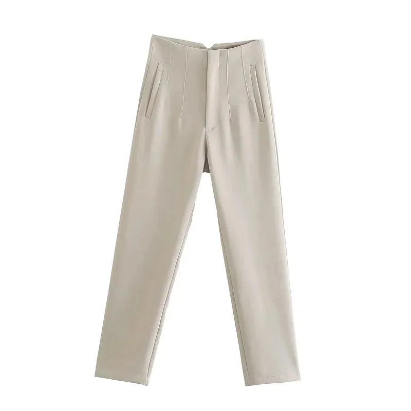 Sara - High-waisted Slim-Fit Formal Pants