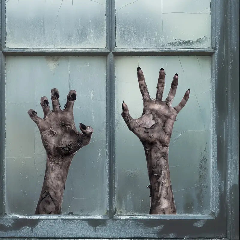 Creepy Zombie Hand Wall Sticker for Halloween – Matte PVC Window Decoration