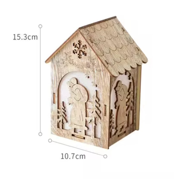 LED Light, Glowing Wooden Cabin