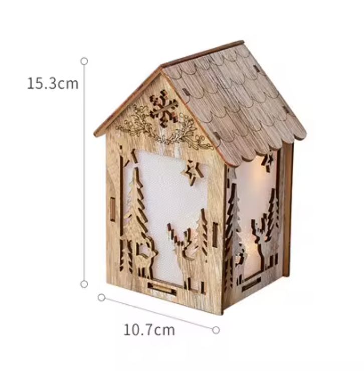 LED Light, Glowing Wooden Cabin