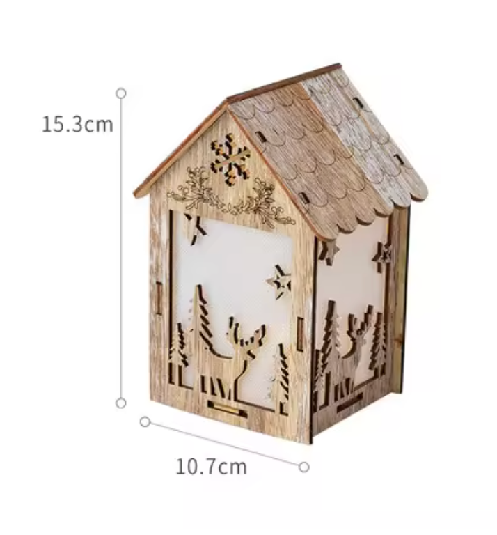 LED Light, Glowing Wooden Cabin