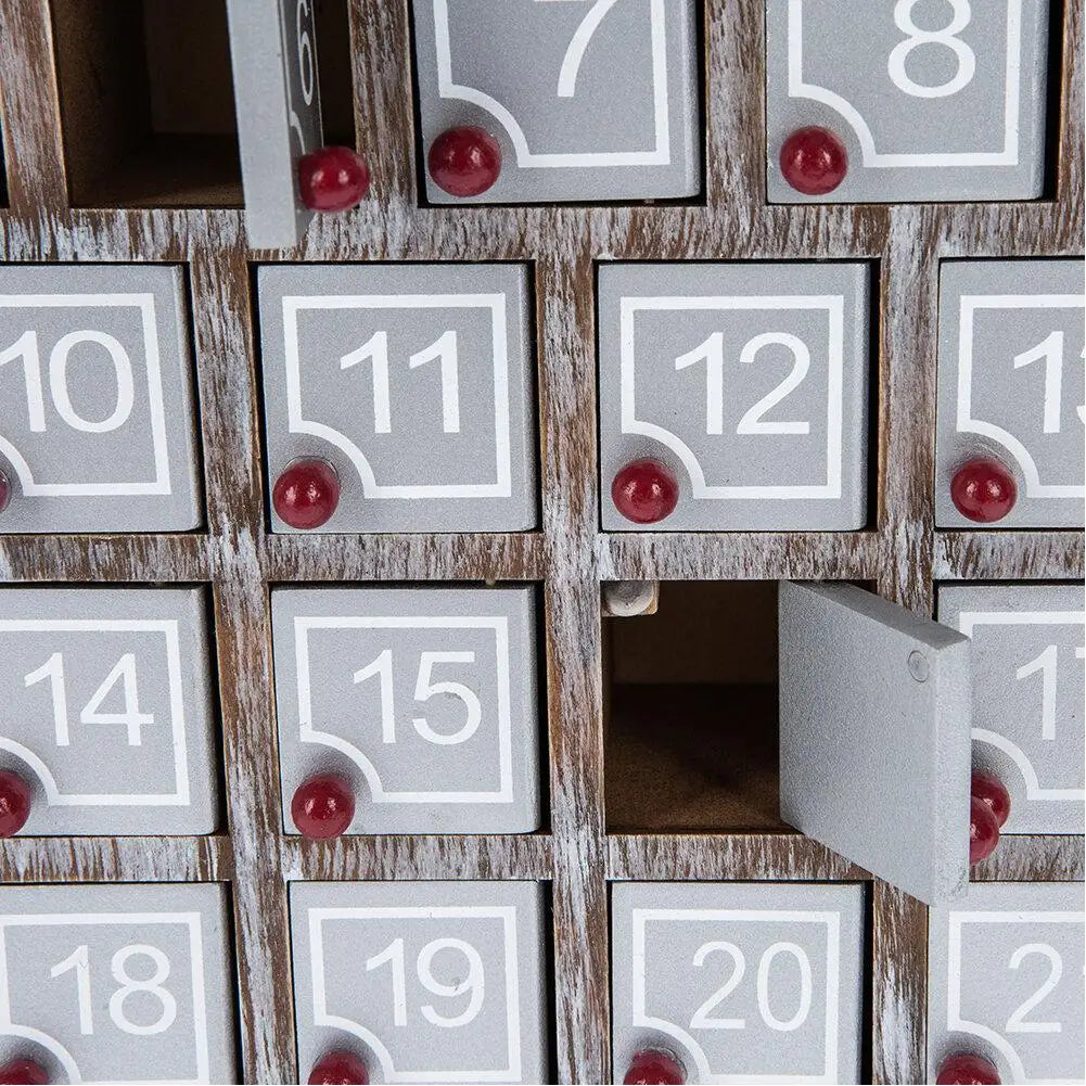 Wooden Advent Calendar with 25 Storage Compartments in the Shape of a Christmas House
