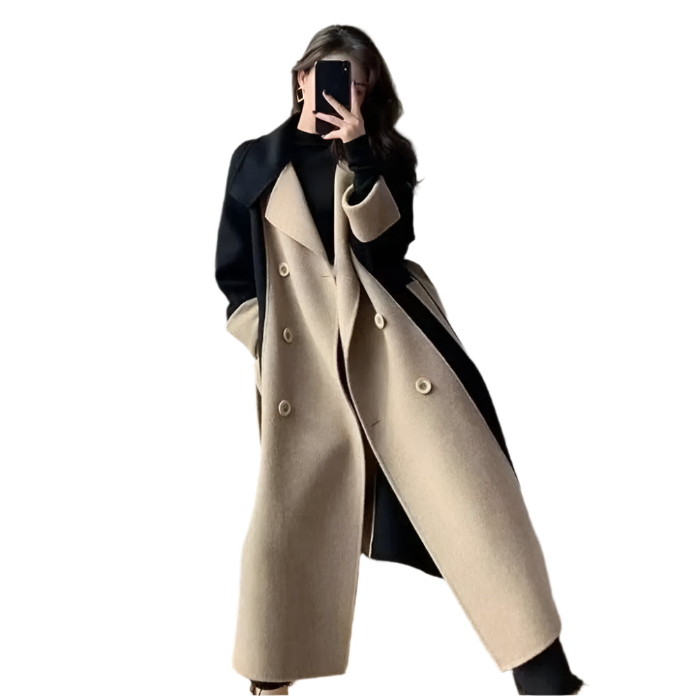 Letecia Two-Toned Coat with Belt