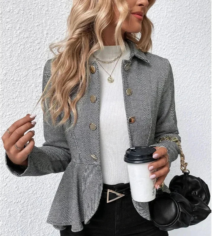 Molly - Office Blazer with Ruffled Trim