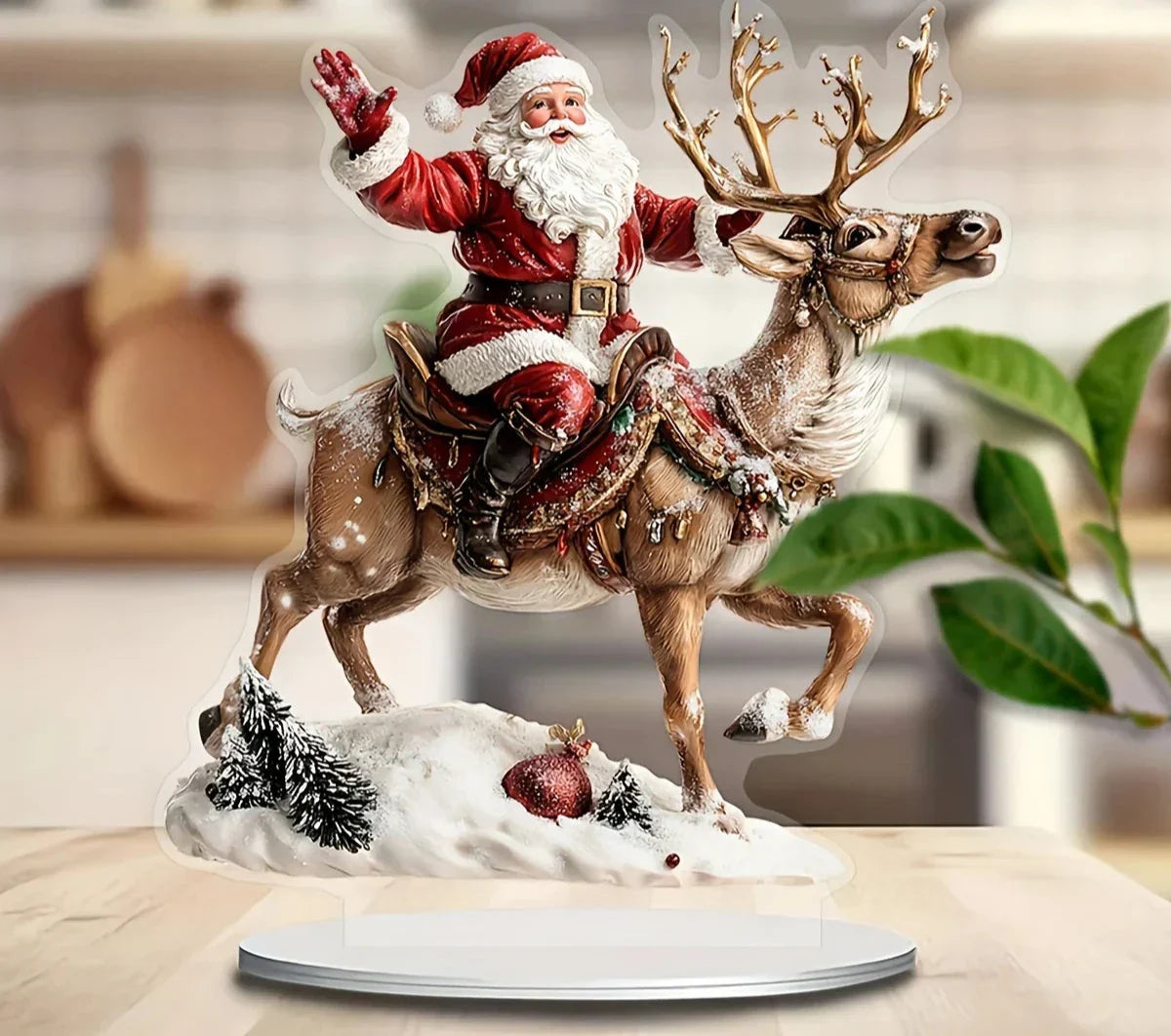 Santa Claus with Reindeer Figurine