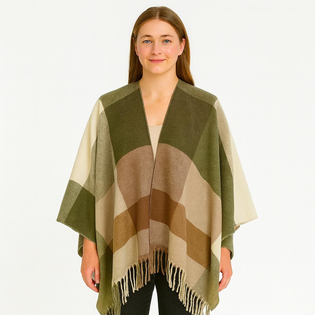 Selina | Geometric Shawl Cardigan with Open Front