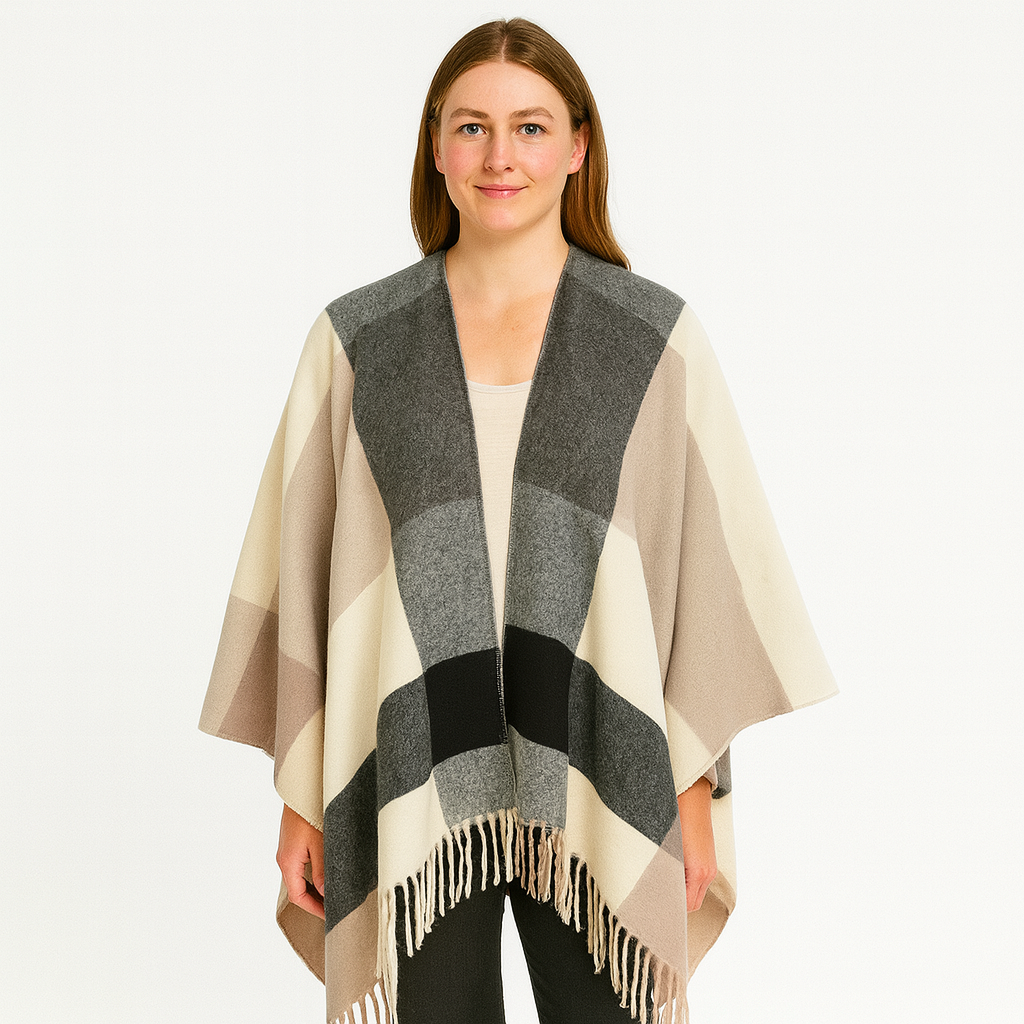 Selina | Geometric Shawl Cardigan with Open Front
