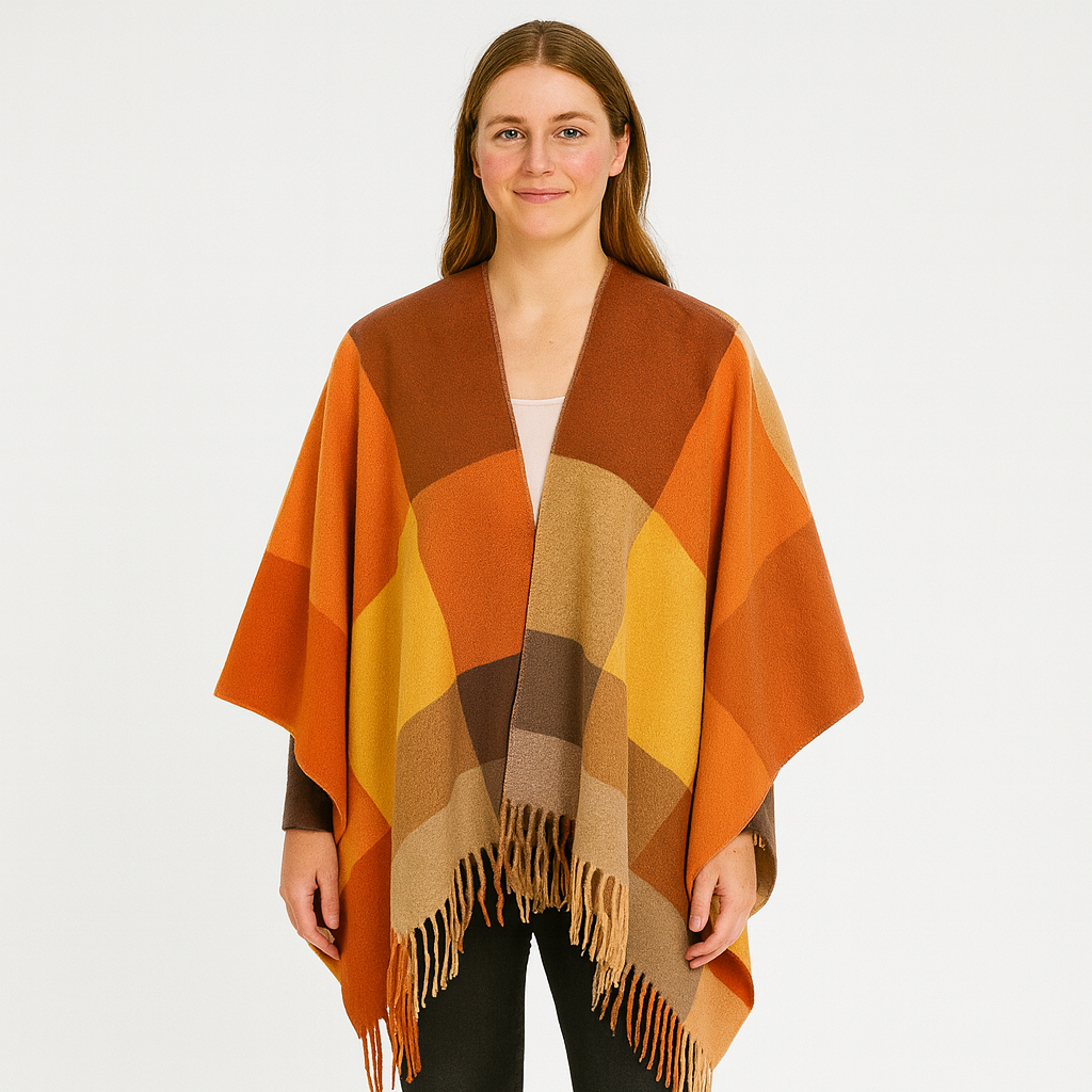 Selina | Geometric Shawl Cardigan with Open Front