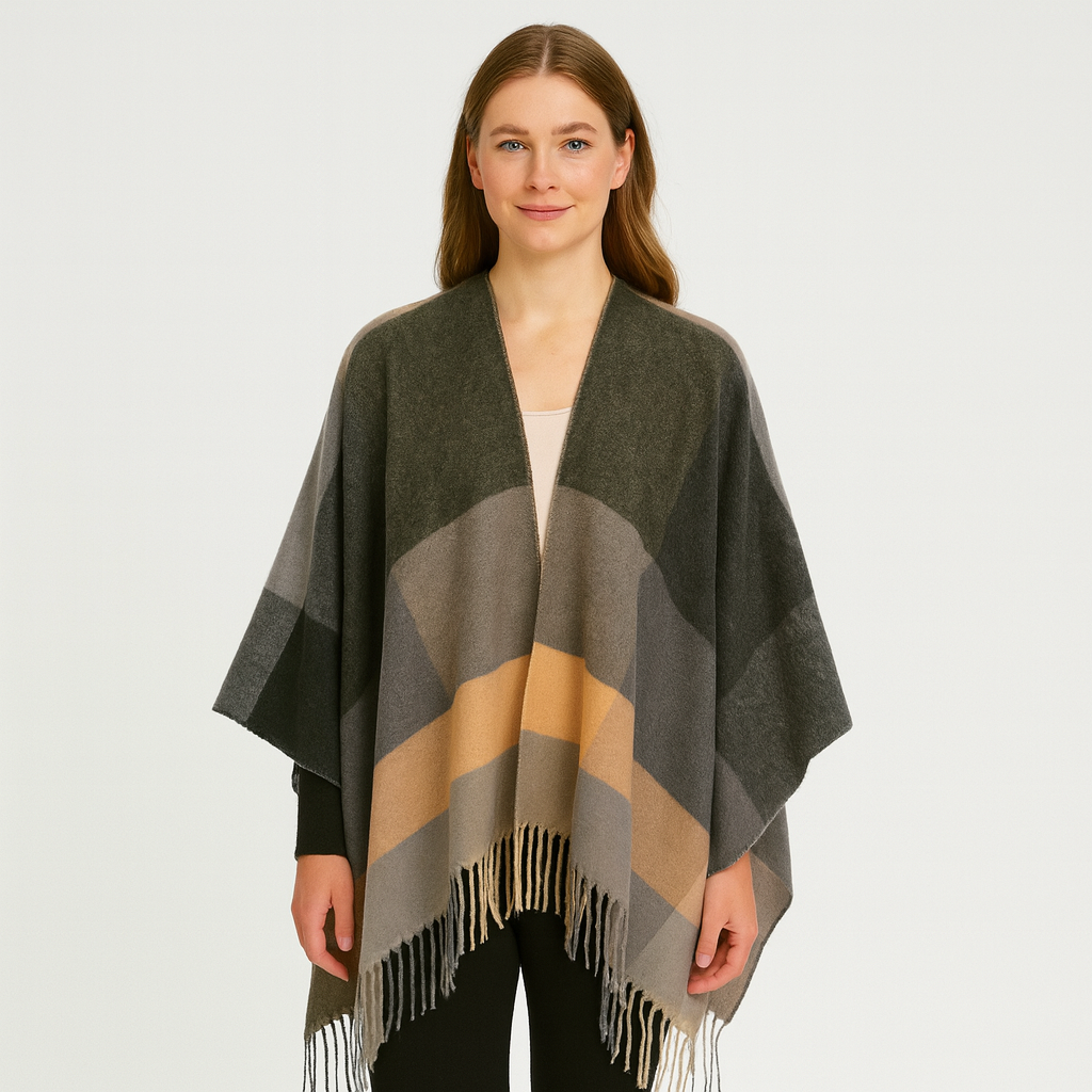 Selina | Geometric Shawl Cardigan with Open Front
