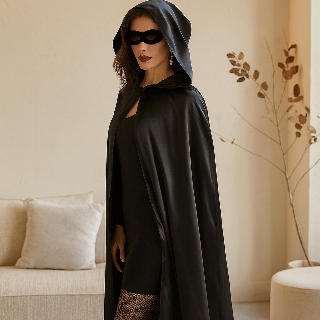 ShadowVeil Gothic Cape – Black Hooded Cape with Slit for Women & Men