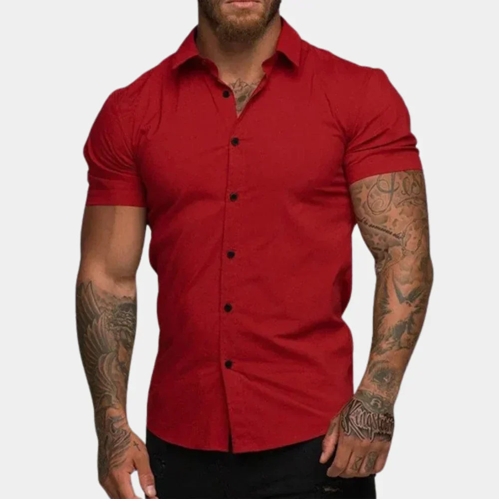 Nohr β Fitted Short Sleeve Shirt with Button Closure and Structured Collar