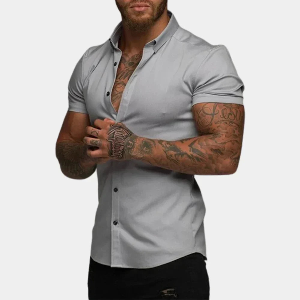 Nohr β Fitted Short Sleeve Shirt with Button Closure and Structured Collar