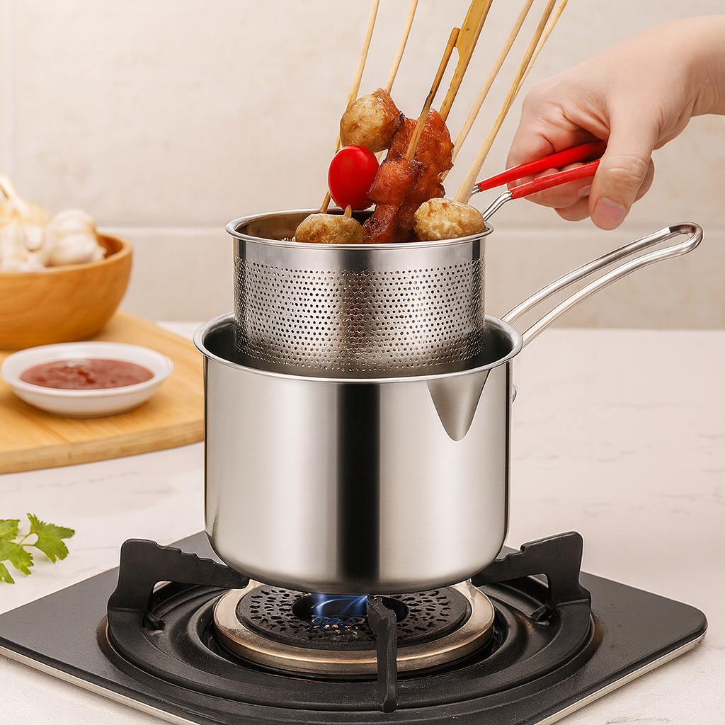Solvara | Stainless Steel Frying Pan for Induction & Deep Frying