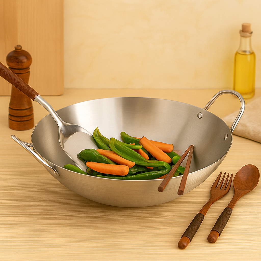 Stelvara | Stainless Steel Wok with Double Handles