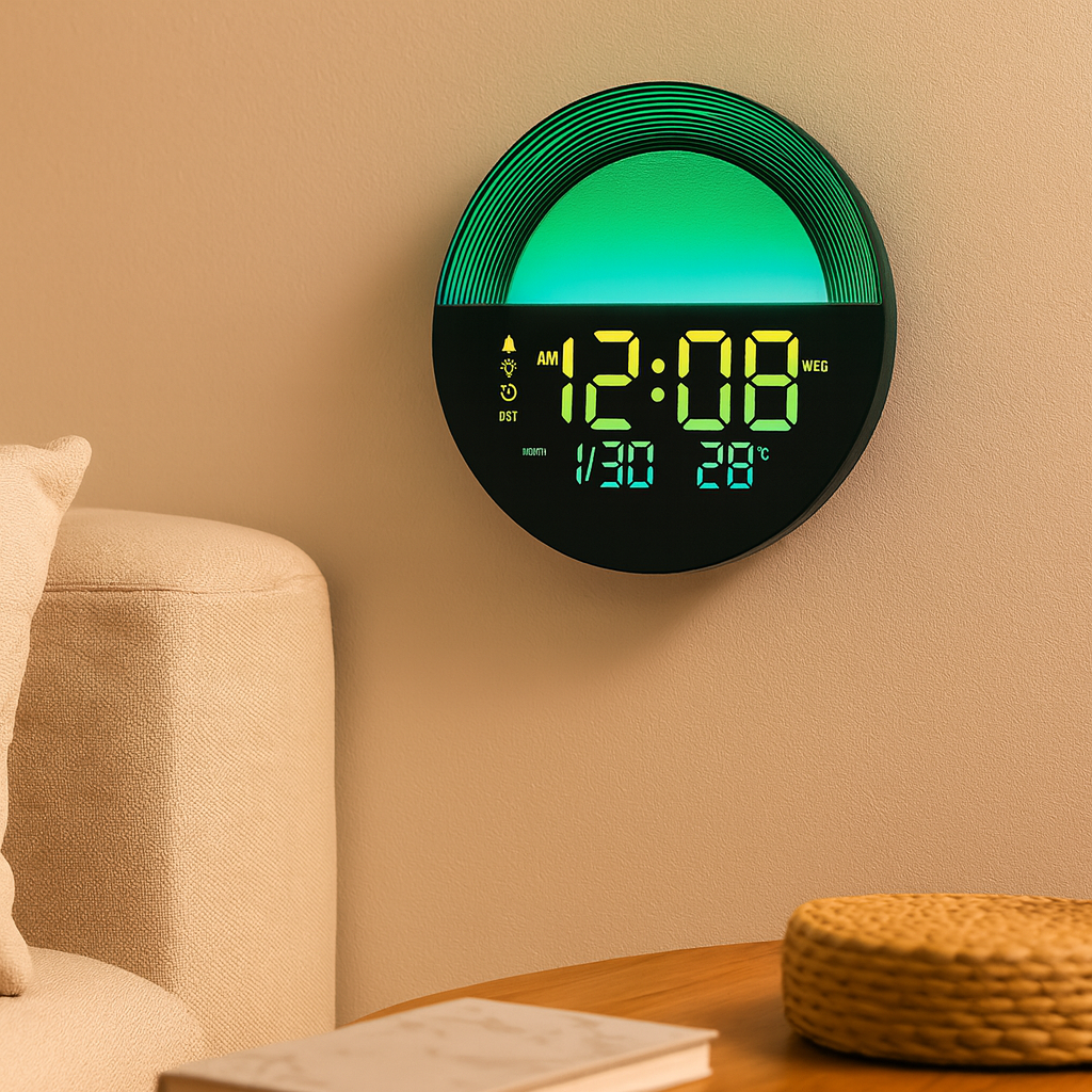 TimeLux | Large Digital LED Wall Clock with Date and Temperature