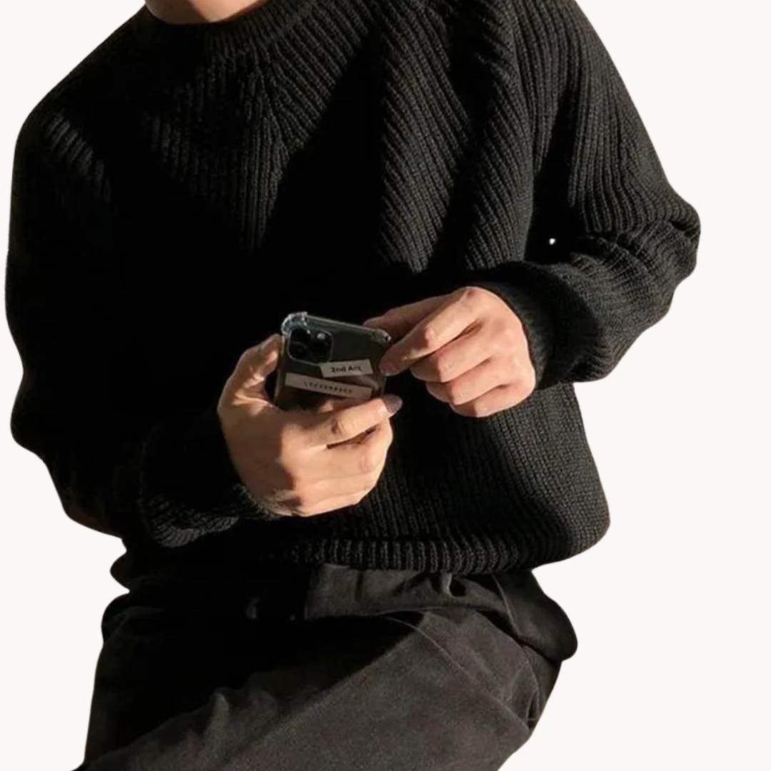 Arne - Warm ribbed sweater with round neckline